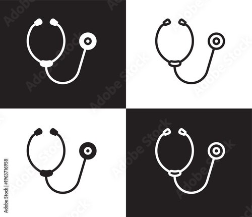 phonendoscope icon. Outline and filled phonendoscope icon from health and medical collection. Thin line and Solid vectors isolated on black, white background. Editable phonendoscope symbol
