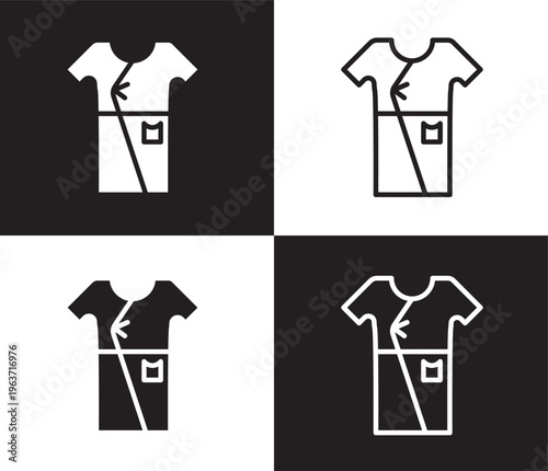 patient robe icon. Outline and filled patient robe icon from health and medical collection. Thin line and Solid vectors isolated on black, white background. Editable patient robe symbol