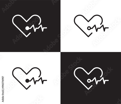 cardiology icon. Outline and filled cardiology icon from health and medical collection. Thin line and Solid vectors isolated on black, white background. Editable cardiology symbol