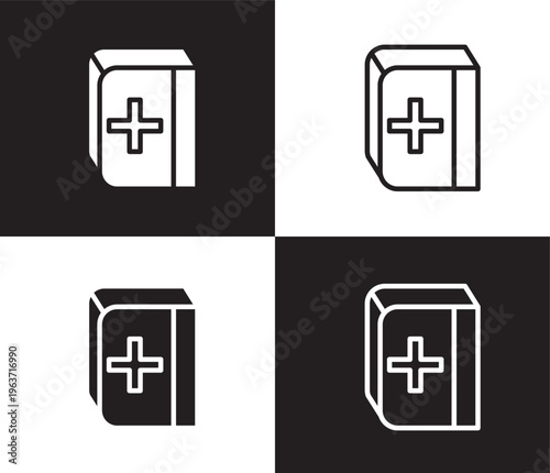 medical book icon. Outline and filled medical book icon from health and medical collection. Thin line and Solid vectors isolated on black, white background. Editable medical book symbol