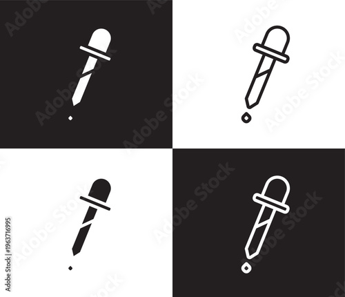 pipette icon. Outline and filled pipette icon from health and medical collection. Thin line and Solid vectors isolated on black, white background. Editable pipette symbol