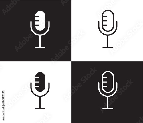 radio mic icon. Outline and filled radio mic icon from hardware and equipment collection. Thin line and Solid vectors isolated on black, white background. Editable radio mic symbol