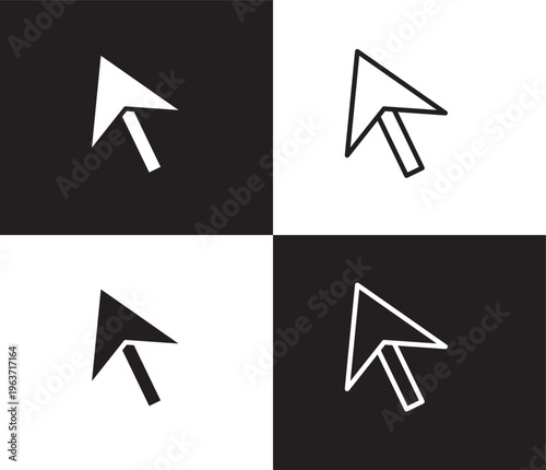 mouse pointer icon. Outline and filled mouse pointer icon from hardware and equipment collection. Thin line and Solid vectors isolated on black, white background. Editable mouse pointer symbol