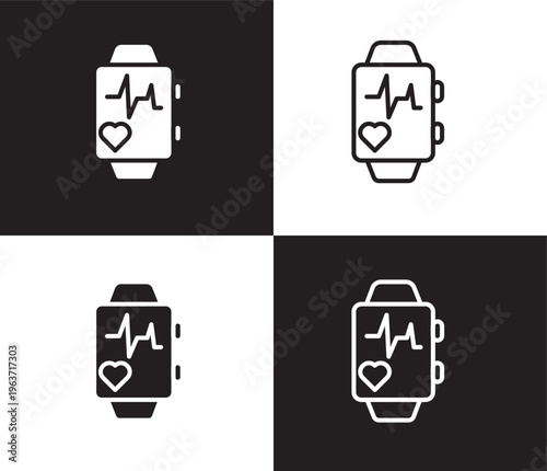 pulsometer icon. Outline and filled pulsometer icon from Fitness and Gym collection. Thin line and Solid vectors isolated on black, white background. Editable pulsometer symbol
