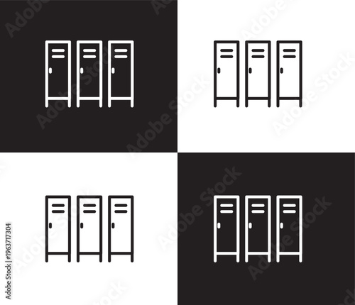 locker icon. Outline and filled locker icon from Fitness and Gym collection. Thin line and Solid vectors isolated on black, white background. Editable locker symbol