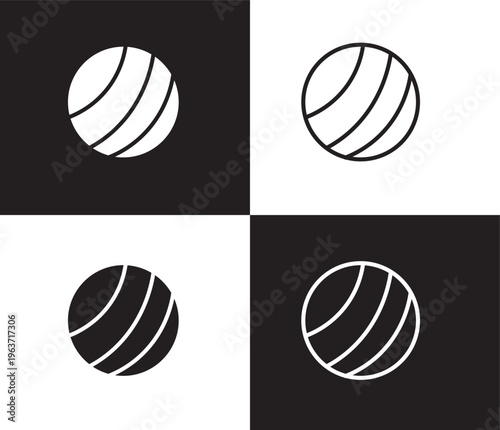 pilates ball icon. Outline and filled pilates ball icon from Fitness and Gym collection. Thin line and Solid vectors isolated on black, white background. Editable pilates ball symbol