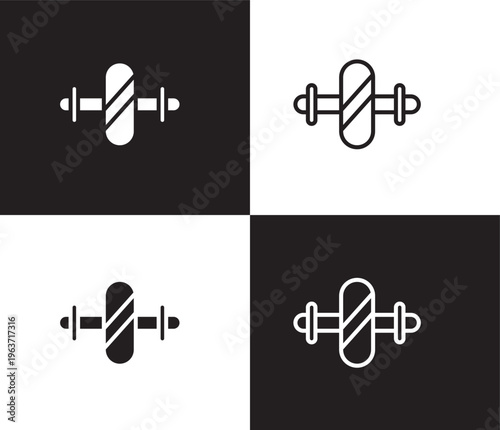 gymnastic roller icon. Outline and filled gymnastic roller icon from Fitness and Gym collection. Thin line and Solid vectors isolated on black, white background. Editable gymnastic roller symbol