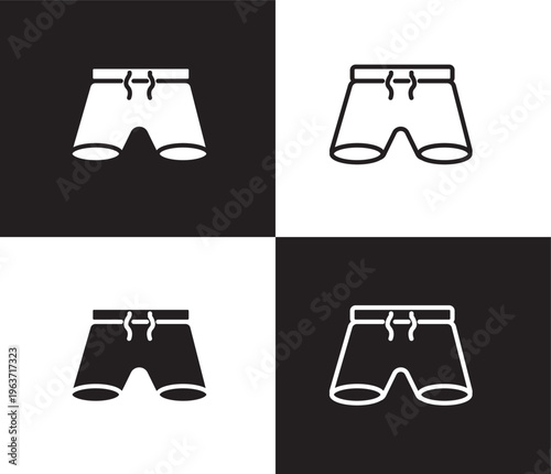 fitness shorts icon. Outline and filled fitness shorts icon from Fitness and Gym collection. Thin line and Solid vectors isolated on black, white background. Editable fitness shorts symbol