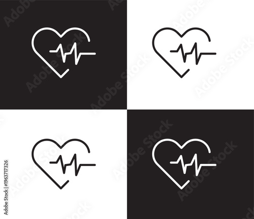 fitness heart icon. Outline and filled fitness heart icon from Fitness and Gym collection. Thin line and Solid vectors isolated on black, white background. Editable fitness heart symbol