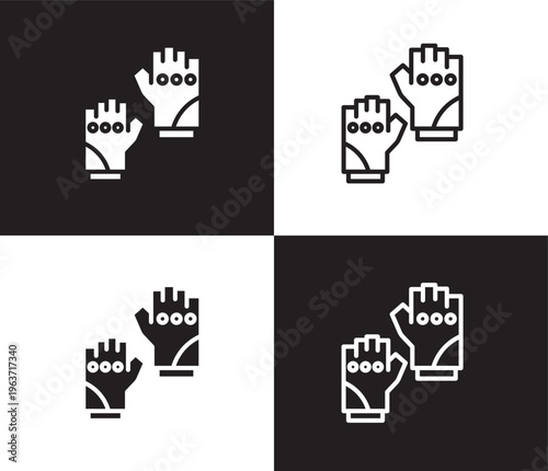 fitness gloves icon. Outline and filled fitness gloves icon from Fitness and Gym collection. Thin line and Solid vectors isolated on black, white background. Editable fitness gloves symbol