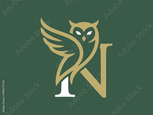 Simple Letter N Owl Logo, suitable for any business related to owl with N initial.