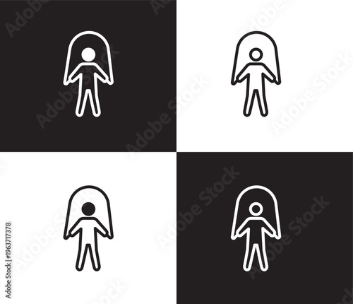 skip rope icon. Outline and filled skip rope icon from Fitness and Gym collection. Thin line and Solid vectors isolated on black, white background. Editable skip rope symbol