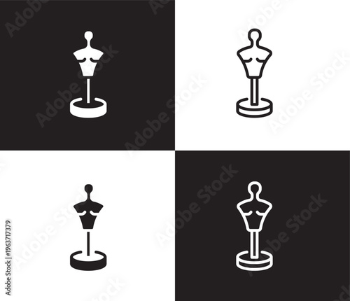 boxing mannequin icon. Outline and filled boxing mannequin icon from Fitness and Gym collection. Thin line and Solid vectors isolated on black, white background. Editable boxing mannequin symbol
