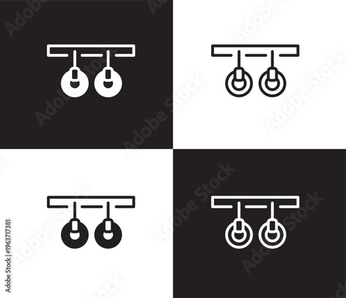 gymnastic rings icon. Outline and filled gymnastic rings icon from Fitness and Gym collection. Thin line and Solid vectors isolated on black, white background. Editable gymnastic rings symbol