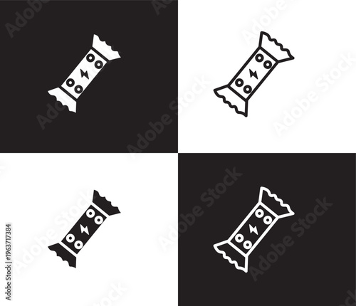 energy snack icon. Outline and filled energy snack icon from Fitness and Gym collection. Thin line and Solid vectors isolated on black, white background. Editable energy snack symbol