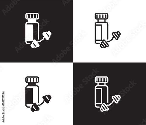 protein shake icon. Outline and filled protein shake icon from Fitness and Gym collection. Thin line and Solid vectors isolated on black, white background. Editable protein shake symbol