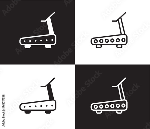 running treadmill icon. Outline and filled running treadmill icon from Fitness and Gym collection. Thin line and Solid vectors isolated on black, white background. Editable running treadmill symbol