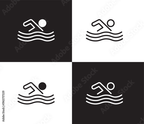 man swimming icon. Outline and filled man swimming icon from Fitness and Gym collection. Thin line and Solid vectors isolated on black, white background. Editable man swimming symbol