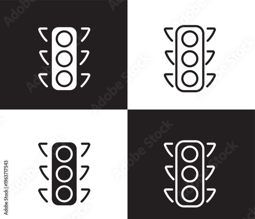 car traffic signal icon. Outline and filled car traffic signal icon from transportation collection. Thin line and Solid vectors isolated on black, white background. Editable car traffic signal symbol