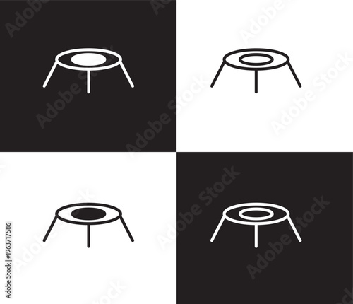 trampoline icon. Outline and filled trampoline icon from Fitness and Gym collection. Thin line and Solid vectors isolated on black, white background. Editable trampoline symbol