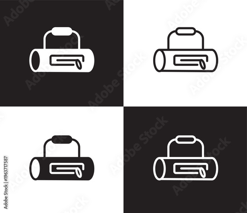 gym bag icon. Outline and filled gym bag icon from Fitness and Gym collection. Thin line and Solid vectors isolated on black, white background. Editable gym bag symbol