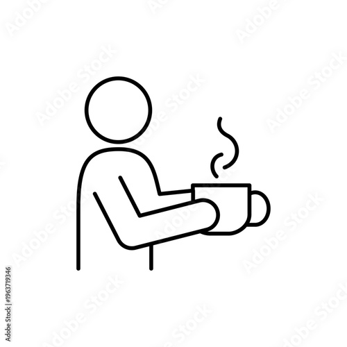 コーヒーを持っている人の線画アイコン