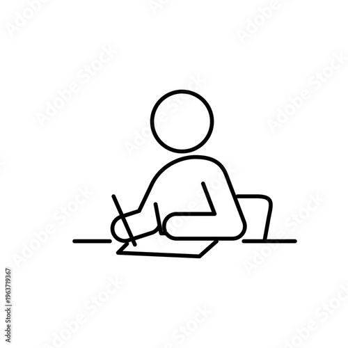 紙に何かを書いている人の線画アイコン