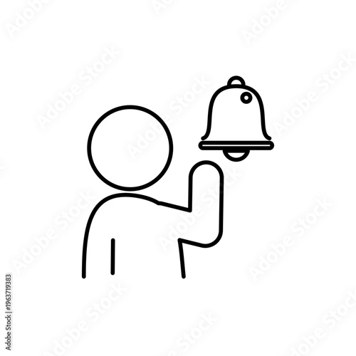 SNSで通知を確認している人の線画アイコン