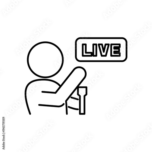 LIVE配信をしている人の線画アイコン