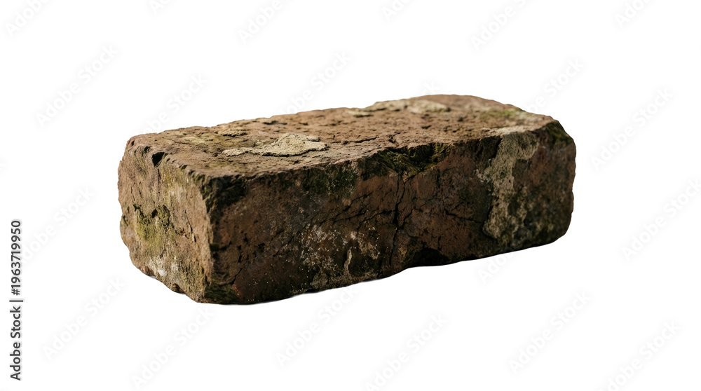 Fototapeta premium Textured weathered brick isolated on white background