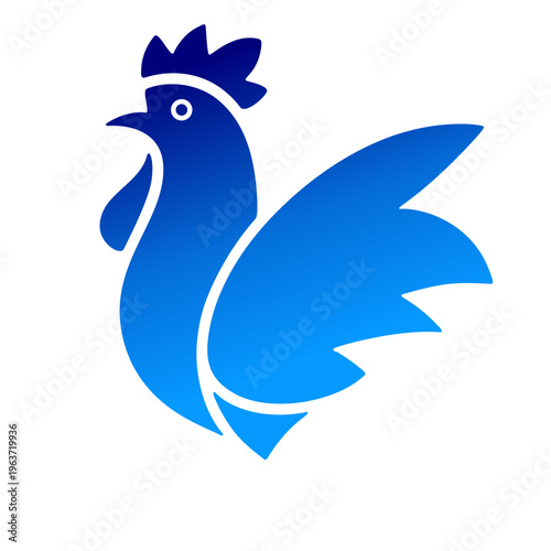 Modern Hen or Rooster Logo Design with Blue Gradient Isolated on transparent Background.