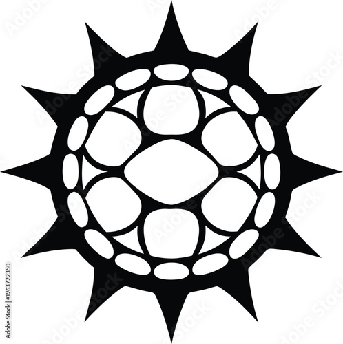 1243 glyptodon armadillo like armored sphere line art vector illustration on transparent background