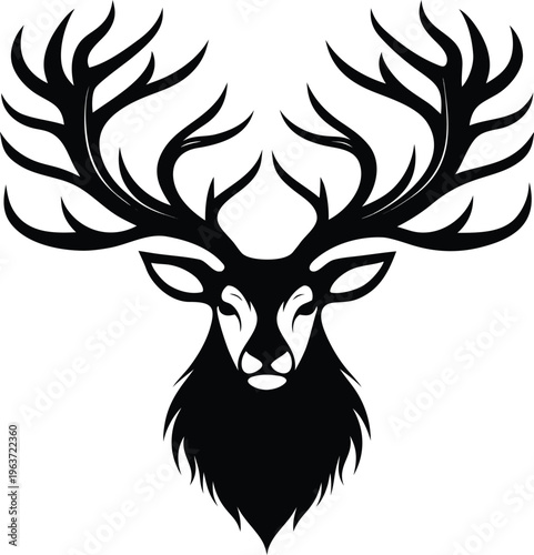 1242 irish elk enormous antlers stag body line art vector illustration on transparent background