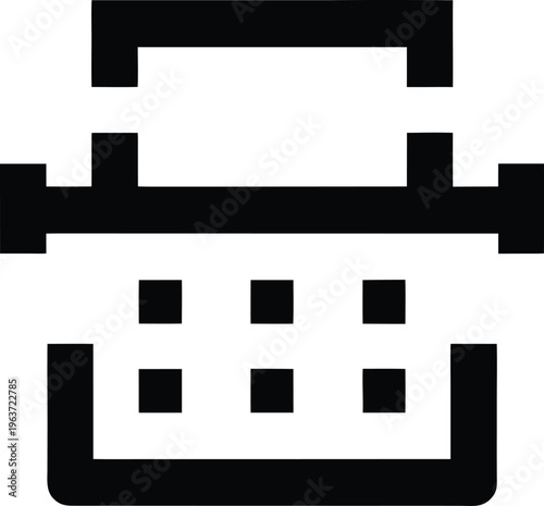 1169 typewriter mechanical keys carriage and roller line art vector illustration on transparent background