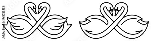 Two stylized swans forming a heart shape with their necks vector
