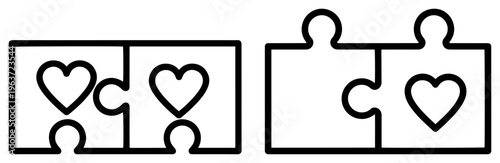 Jigsaw puzzle pieces with heart symbols representing love and connection