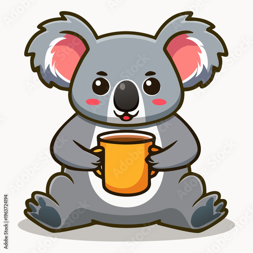 Koala mit Kaffeebecher