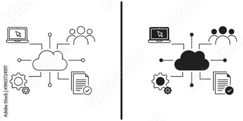A diagram illustrating cloud computing technology and data storage