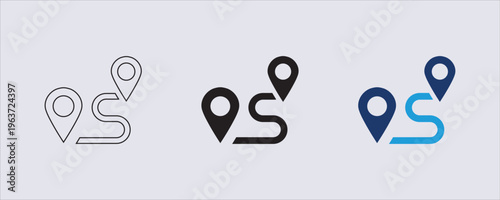 A navigation or route icon, commonly used for GPS apps and mapping services, It represents a journey starting from one location and ending at another. 