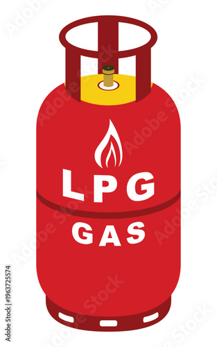 lpg gas Cylinder 14kg Home Cooking gas cylinder red color vector eps file easy editable