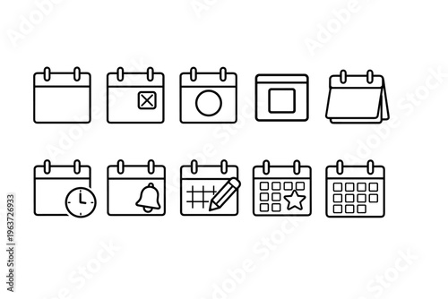 Collection of calendar icons representing various planning and scheduling functions