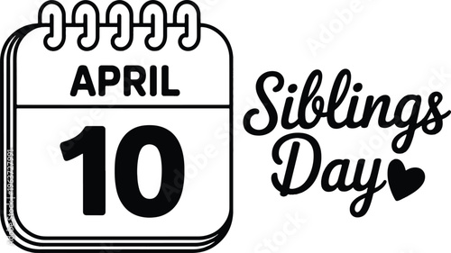 April 10 Siblings Day vector illustration