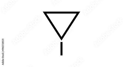 Minimalist inverted triangle symbol with a vertical line at the bottom representing a downward trend decline