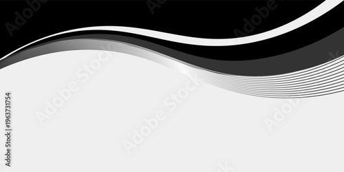 Elegant Abstract Black and Silver Wave with Flowing Lines, Premium Corporate Background. vector illustration