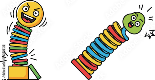 Jack in the Box Surprise Toy – Funny Spring Prank Cartoon Illustration