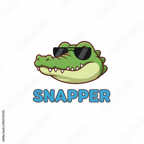 Cartoon crocodile wearing sunglasses smiling.