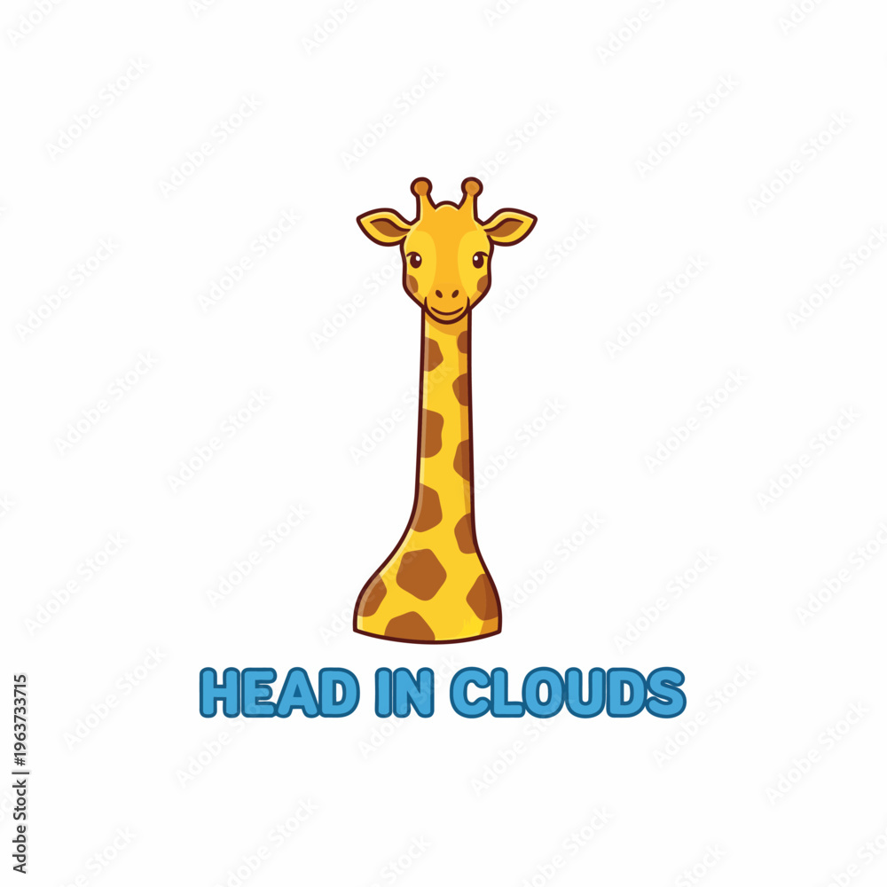 Obraz premium Smiling cartoon giraffe with long neck.