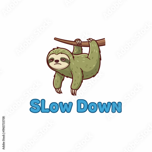Sloth Hanging Upside Down Relaxing Animal.