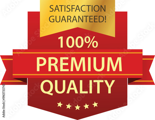 100 percent premium quality golden label product luxury elegant business icon for product logo design Premium Vector