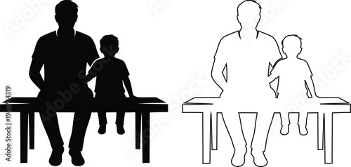 Adult and Child Sitting Together at Table Different Silhouette Styles